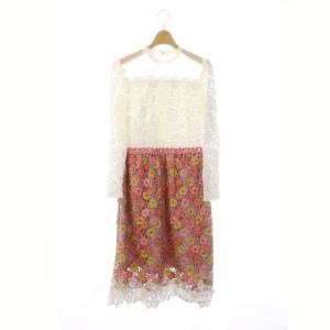 Elegant Flower Lace Onepiece シースルー 1 ピンク