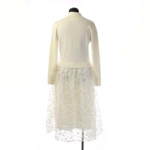 Chesty 21SS フラワーチュールニットワンピース パール装飾 ドッキング 1 ホワイト