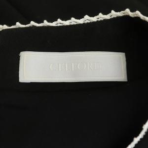 CELFORD レース切替ワンピース フレア ロング 長袖 36 ブラック