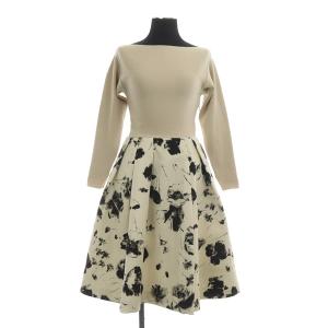 フラワープリントドッキングワンピース 36 ベージュ