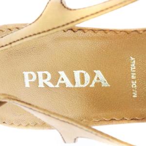 PRADA ミュール スタッズ スクエアトゥ レザー ヒール ストラップ 25cm ブラウン