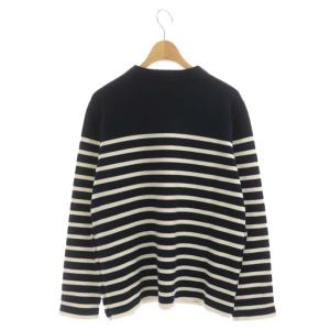 Drawer ボーダークルーネックプルオーバー ニット セーター 長袖 カシミヤ 2 アイボリー ネイビー