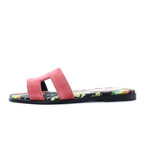 HERMES  ORAN サンダル フラット Hロゴ スエード 36  ピンク