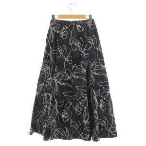 Ameri VINTAGE 21SS DENIM LIKE FLOWER SKIRT デニムスカート ギャザー S インディゴ