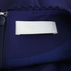 CELFORD 21AW レース切替ポンチワンピース 長袖 クルーネック ひざ丈 フレア 36 ブルー