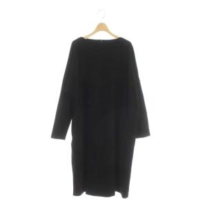 21AW ボートネックワンピース 長袖 ロング ウール混 36 ブラック