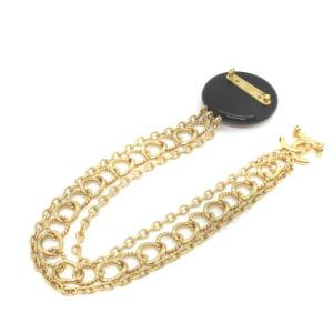 CHANEL ブローチ Wココマーク チェーンゴールド色 B18A