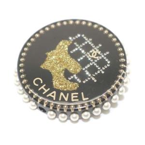 CHANEL 17A ブローチ マドモアゼル ココマーク フェイクパール ラインストーン ブラック