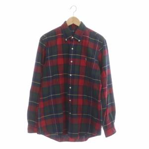チェック柄 BD シャツ 長袖 コットン M 赤 緑 紺 レッド グリーン ネイビー