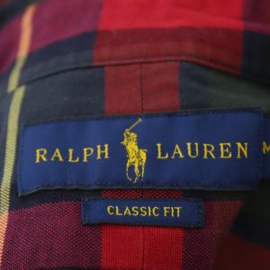 RALPH LAUREN チェック柄 BD シャツ 長袖 コットン M 赤 緑 紺 レッド グリーン ネイビー
