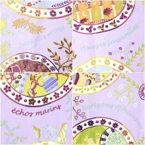 HERMES スカーフ カレ90 Escales mediterraneennes 地中海の港町 シルク 紫