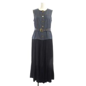 Diagram GRACE CONTINENTAL 21AW コンビティアードワンピース ノースリーブ ロング フレア 切替 デニム 38 インディゴ