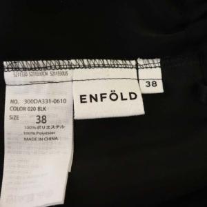 ENFOLD 20AW ライトダブルサテンワイドゴムトラウザーパンツ ワイドパンツ イージー 38 ブラック