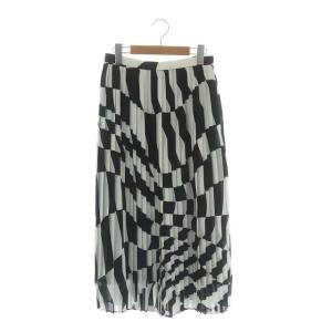 21SS オプティカルプリーツスカート ロング 38 ホワイト ブラック