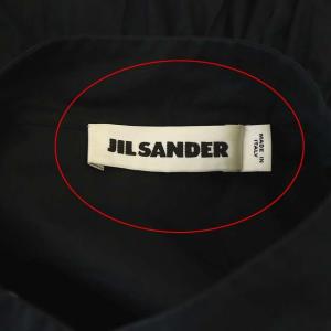 JIL SANDER ギャザーワンピース シャツワンピース バンドカラー ロング 32 黒