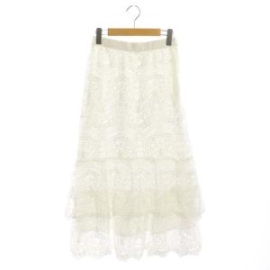22SS レースマーメイドスカート ロング フレア 36 ホワイト