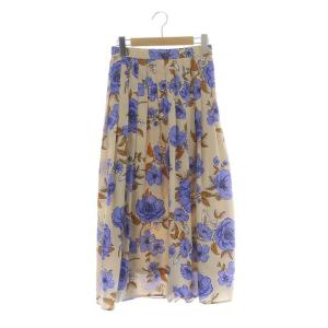 21AW フラワープリントミディスカート 36 ベージュ