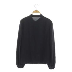 Leilian フリル バンドカラー 長袖ブラウス シャツ 11 チャコールグレー