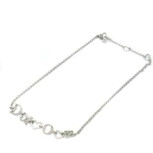 Christian Dior ネックレス ペンダント ロゴ ハートモチーフ ラインストーン シルバー色