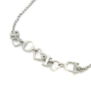 Christian Dior ネックレス ペンダント ロゴ ハートモチーフ ラインストーン シルバー色