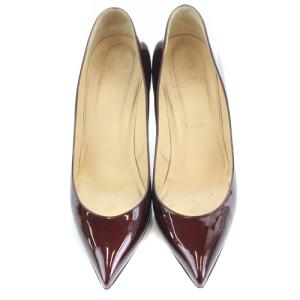 Christian Louboutin パンプス ポインテッドトゥ パテント レザー ピンヒール 37.5 ボルドー
