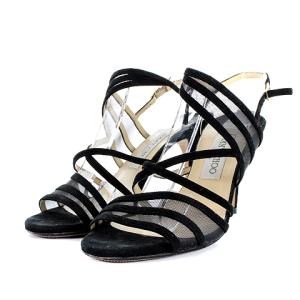 サンダル ストラップ メッシュ スエード 37.5 ブラック