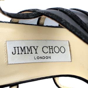 JIMMY CHOO サンダル ストラップ メッシュ スエード 37.5 ブラック