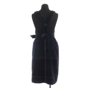 BLUE LABEL CRESTBRIDGE チェックジャンパースカート ワンピース ひざ丈 ベルト付き 36 ブルー ブラック