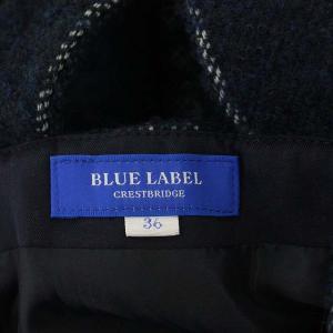 BLUE LABEL CRESTBRIDGE チェックジャンパースカート ワンピース ひざ丈 ベルト付き 36 ブルー ブラック