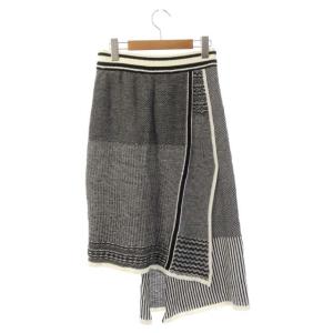 MIHARA YASUHIRO イレヘムニットスカート ロング 36 ホワイト ブラック