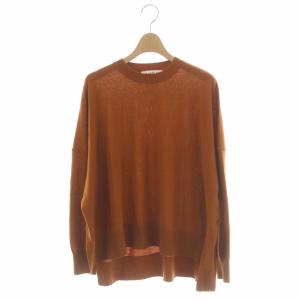 ドロップショルダー オーバー ニット セーター プルオーバー 長袖 ウール スリット 38 キャメル