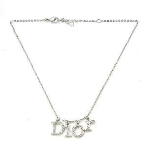 Christian Dior ネックレス アクセサリー ロゴ ストーン シルバー色