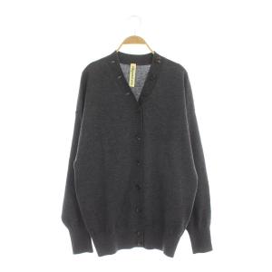 アシンメトリーボタン カーディガン ニット 長袖 ウール 38 チャコールグレー