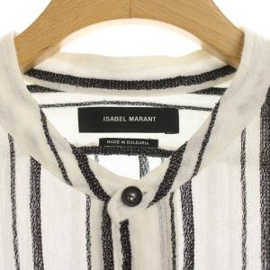 ISABEL MARANT チュニック ブラウス 長袖 ロング ストライプ バンドカラー 36 ホワイト ブラック