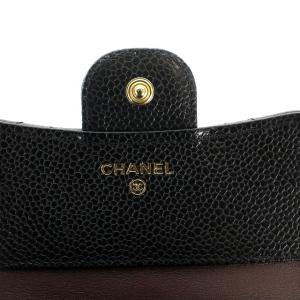 CHANEL キャビアスキン マトラッセ クラシック スモール フラップ 財布 三つ折り レザー ブラック