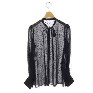 ANAYI 22SS スターフロッキーリボンタイブラウス シャツ 36 ブラック