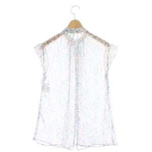 ANAYI 20SS 楊柳シフォン リーフ柄ブラウス ストライプ 38 ホワイト