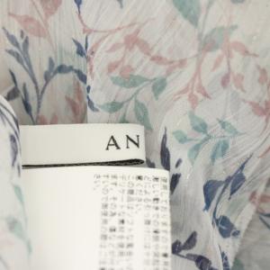ANAYI 20SS 楊柳シフォン リーフ柄ブラウス ストライプ 38 ホワイト