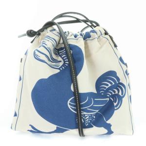 LOEWE 20SS ウイリアムドモーガンコレクション ドローストリングポーチ 総柄 ブルー