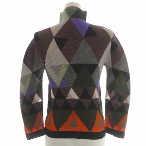 me ISSEY MIYAKE プリーツ加工総柄ハイネック長袖カットソー マルチカラー