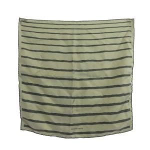 スカーフ カレ40 プチカレ ハンカチ ボーダー シルク グリーン