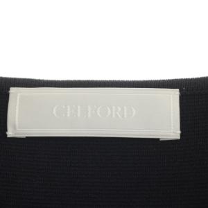 CELFORD 20SS ニットワンピース フレア ロング 38 紺 ネイビー