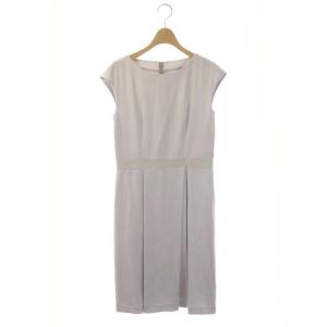 ANAYI セットアップ ノースリーブワンピース 膝丈 ノーカラージャケット 38 ライトグレー
