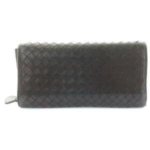 BOTTEGA VENETA 長財布 イントレチャート レザー 茶色 ブラウン