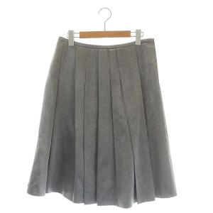プリーツフレアスカート ミモレ丈 フレア 38 ライトグレー