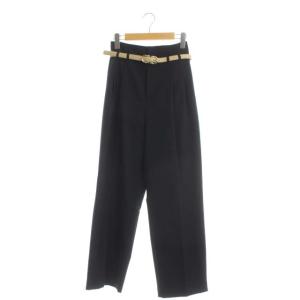 SHAPELY HIGH WAIST PANTS ハイウエスト タック ベルト付き M 濃紺