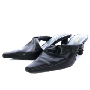 SQUEEZE STRAP MULE ミュール サンダル ハイヒール フェイクレザー S 22.5cm-23cm 黒 ブラック