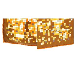 HERMES スカーフ プチカレ45 MOSAIQUE AU 24 シルク オレンジ