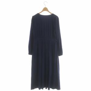 CELFORD 20AW カットソーカシュクールワンピース フレア ロング 長袖 36 ネイビー