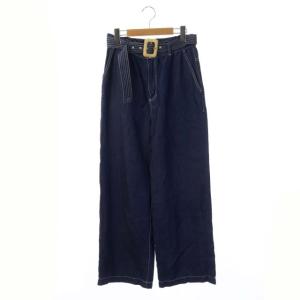 21SS ベルト付きデニムパンツ ワイドパンツ 38 インディゴ